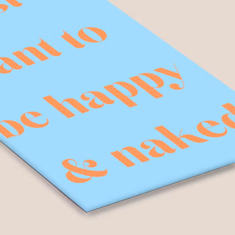 Poster met lijst - Blauw - Oranje - Just want to be happy & naked — 7