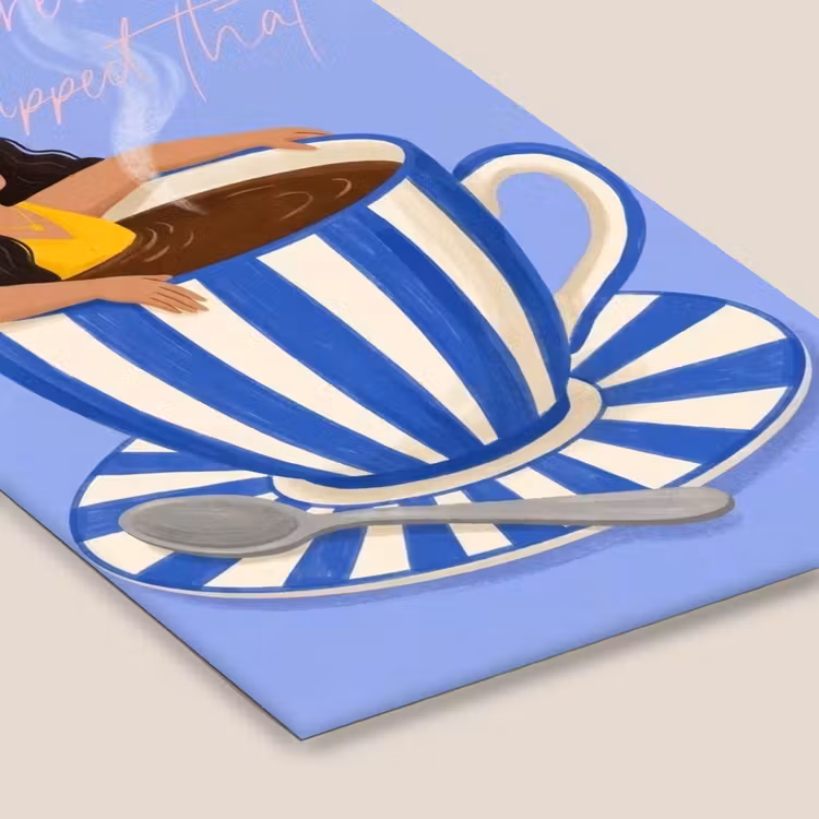Poster met lijst - Vrouw in Koffiekopje Blauw — 7