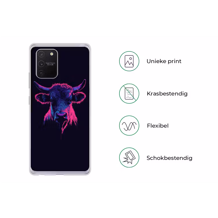 Telefoonhoesje Softcase - Stier - Neon - Zwart - Kleur — 5