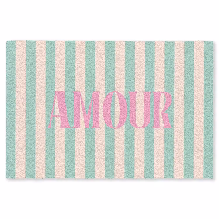 Vloerkleed - Roze - Groen - Strepen - Amour — 1