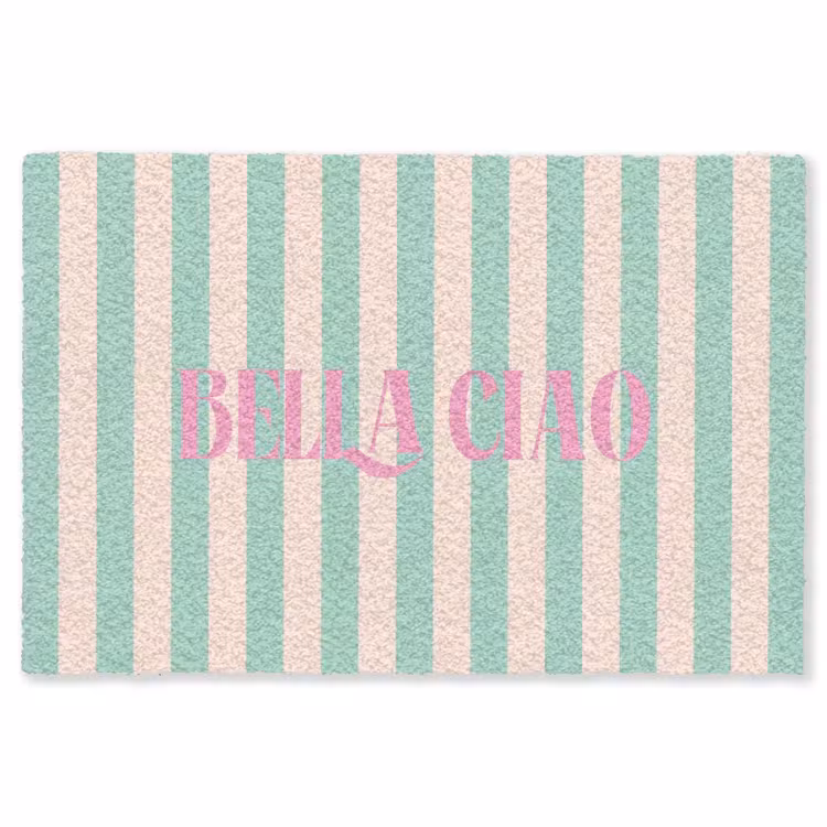 Vloerkleed - Roze - Groen - Strepen - Bella ciao — 1