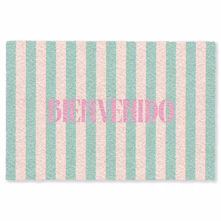 Vloerkleed - Roze - Groen - Strepen - Bienvenido — 1