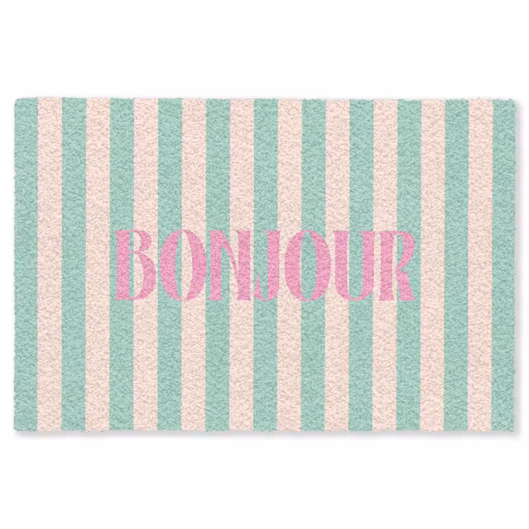 Vloerkleed - Roze - Groen - Strepen - Bonjour — 1