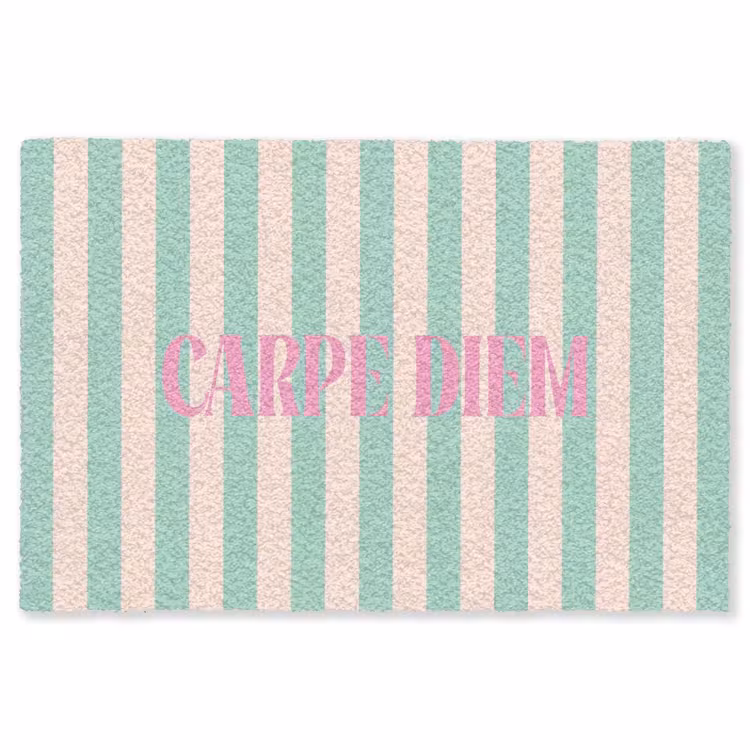Vloerkleed - Roze - Groen - Strepen - Carpe diem — 1