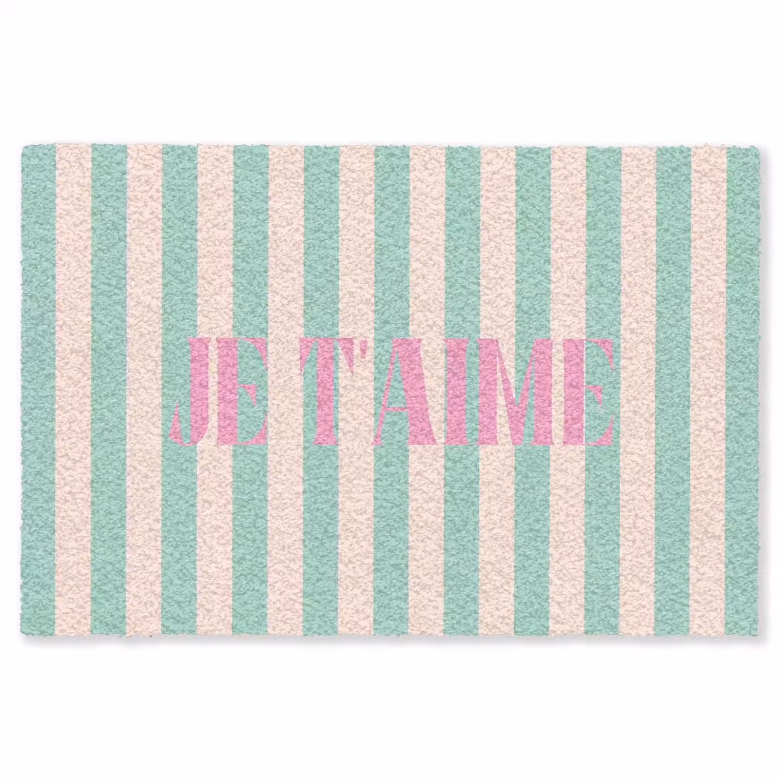 Vloerkleed - Roze - Groen - Strepen - Je t'aime — 1