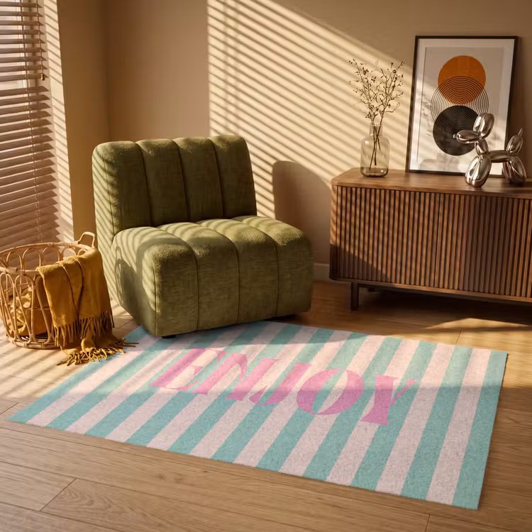 Vloerkleed - Roze - Groen - Strepen - Enjoy — 2