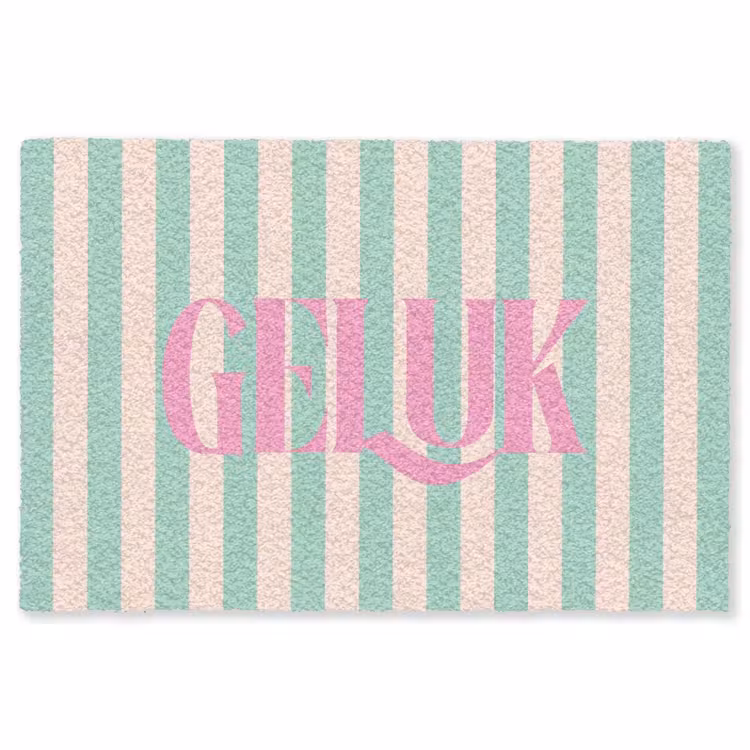 Vloerkleed - Roze - Groen - Strepen - Geluk — 1