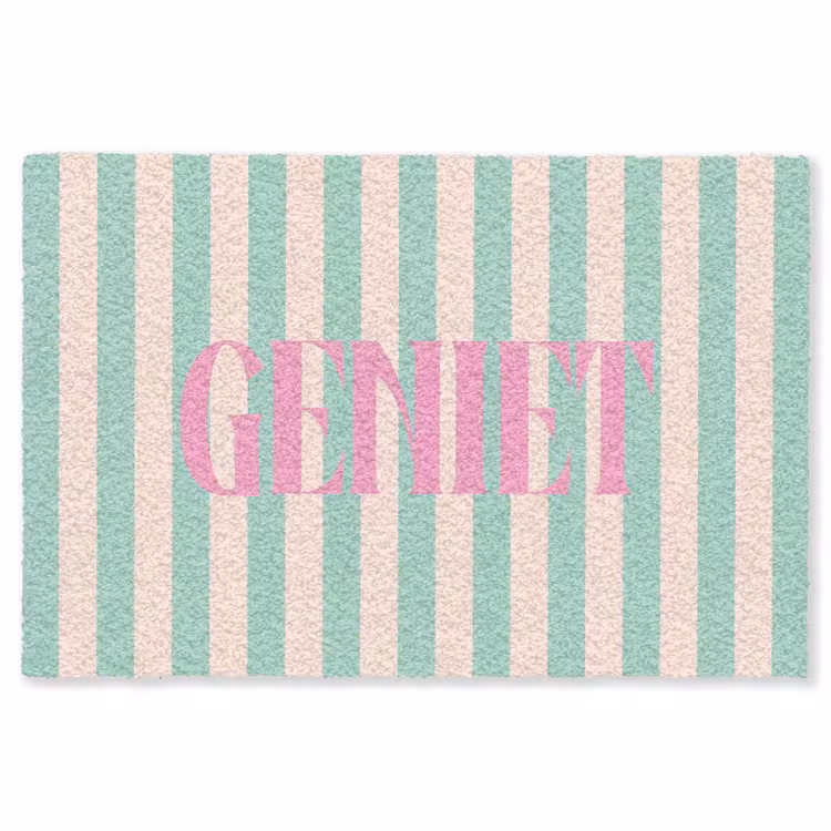 Vloerkleed - Roze - Groen - Strepen - Geniet — 1