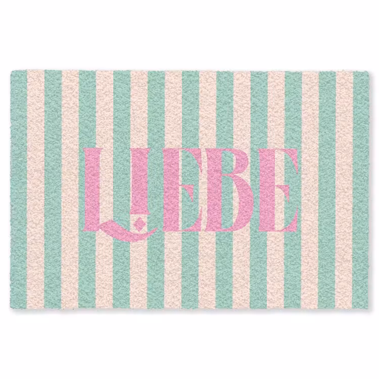Vloerkleed - Roze - Groen - Strepen - Liebe — 1