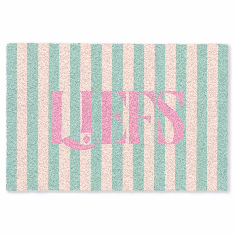 Vloerkleed - Roze - Groen - Strepen - Liefs — 1