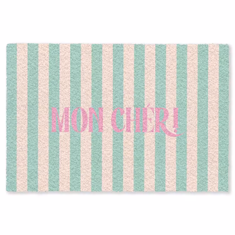 Vloerkleed - Roze - Groen - Strepen - Mon chéri — 1
