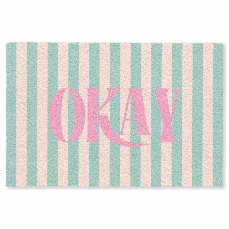 Vloerkleed - Roze - Groen - Strepen - Okay — 1