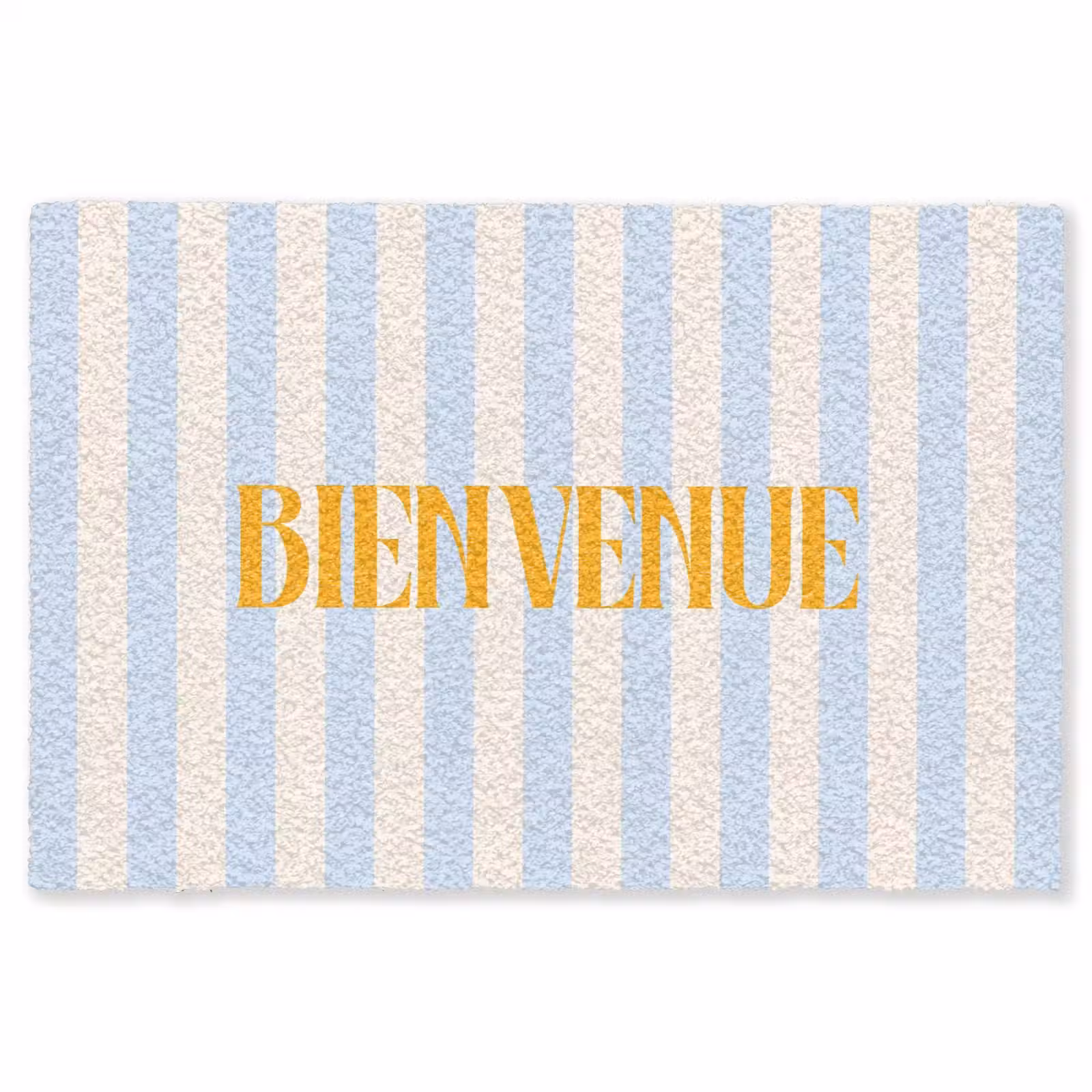 Vloerkleed - Oranje - Blauw - Strepen - Bienvenue — 1