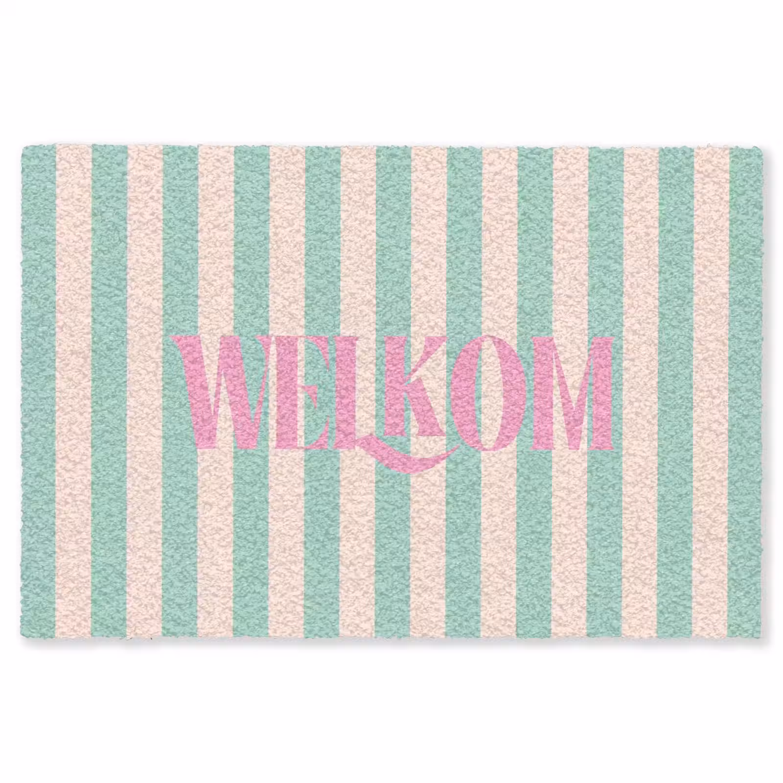 Vloerkleed - Roze - Groen - Strepen - Welkom — 1