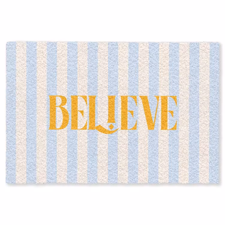Vloerkleed - Oranje - Blauw - Strepen - Believe — 1