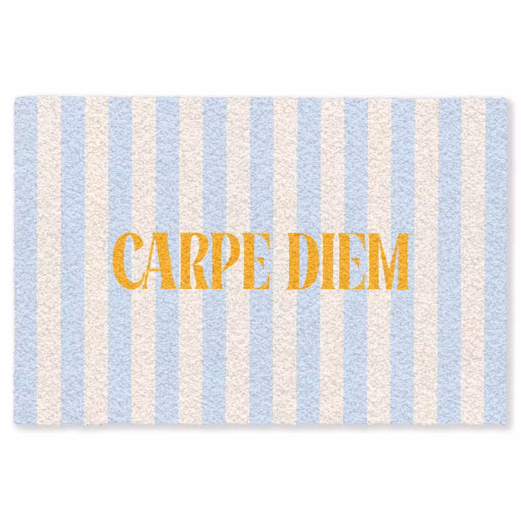 Vloerkleed - Oranje - Blauw - Strepen - Carpe diem — 1