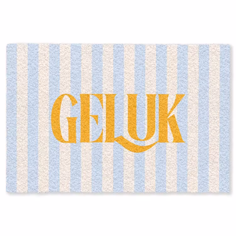 Vloerkleed - Oranje - Blauw - Strepen - Geluk — 1