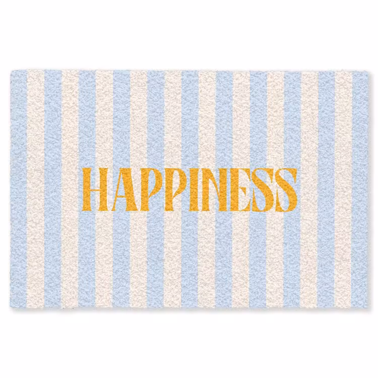 Vloerkleed - Oranje - Blauw - Strepen - Happiness — 1