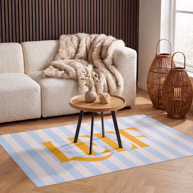Vloerkleed - Oranje - Blauw - Strepen - Leef — 3