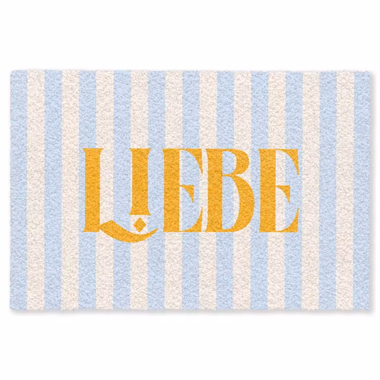 Vloerkleed - Oranje - Blauw - Strepen - Liebe — 1