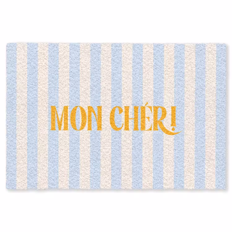 Vloerkleed - Oranje - Blauw - Strepen - Mon chéri — 1