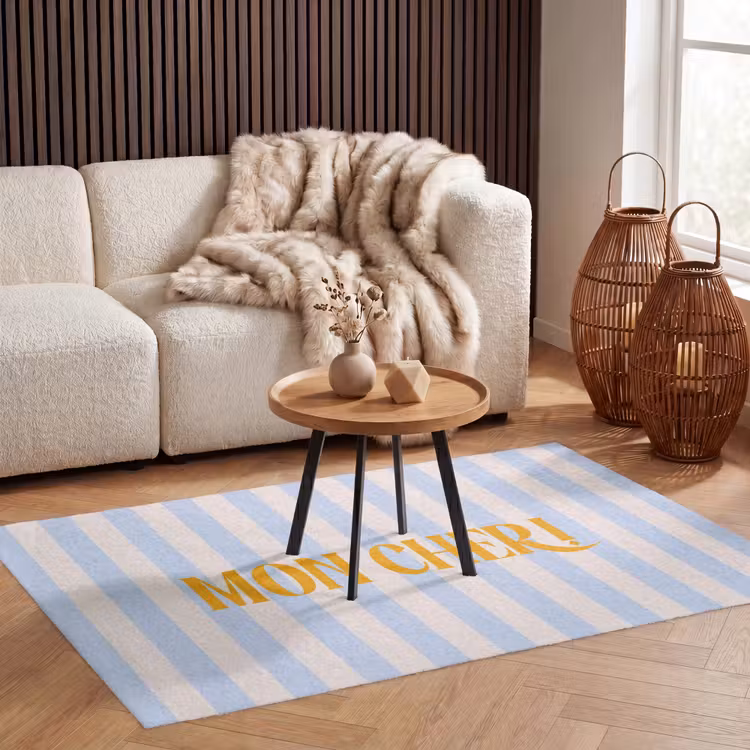 Vloerkleed - Oranje - Blauw - Strepen - Mon chéri — 3