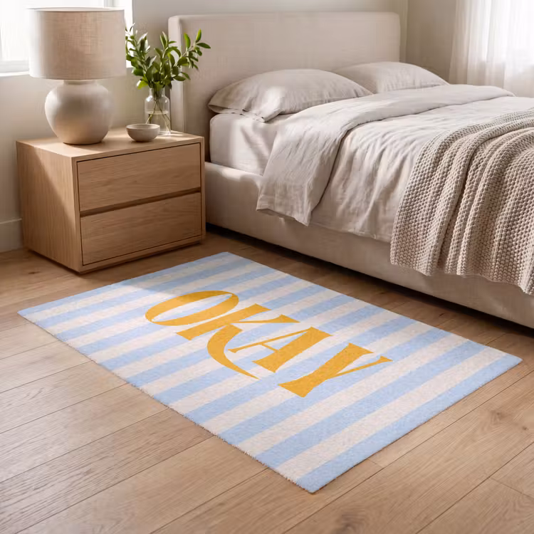 Vloerkleed - Oranje - Blauw - Strepen - Okay — 5