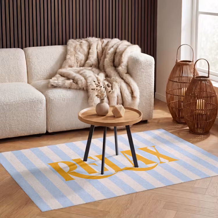 Vloerkleed - Oranje - Blauw - Strepen - Relax — 3