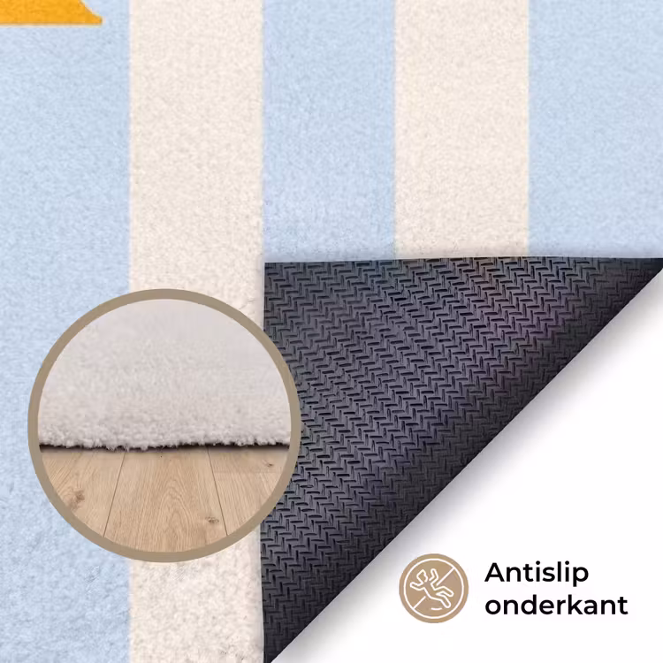 Vloerkleed - Oranje - Blauw - Strepen - Relax — 4
