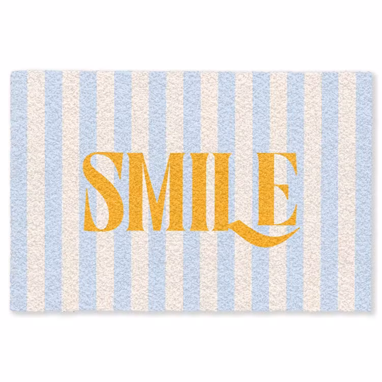 Vloerkleed - Oranje - Blauw - Strepen - Smile — 1