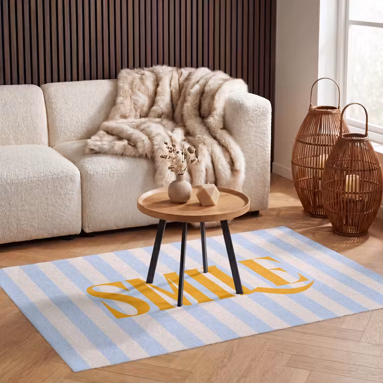 Vloerkleed - Oranje - Blauw - Strepen - Smile — 3