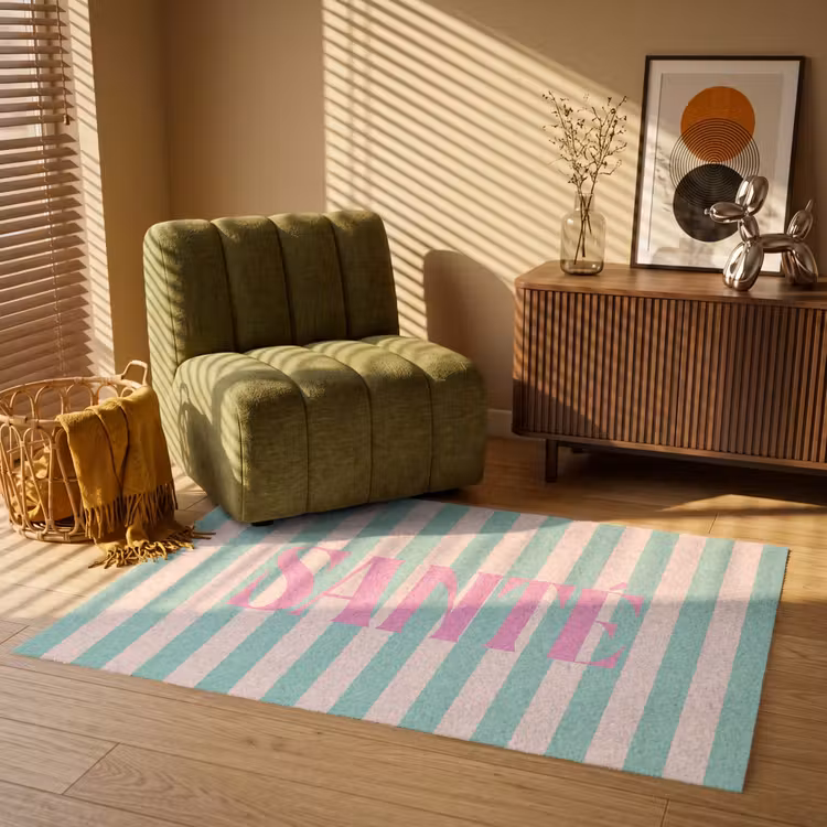 Vloerkleed - Roze - Groen - Strepen - Santé — 2