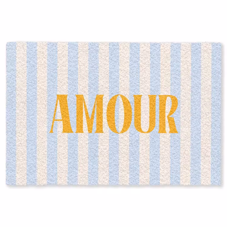 Vloerkleed - Oranje - Blauw - Strepen - Amour — 1