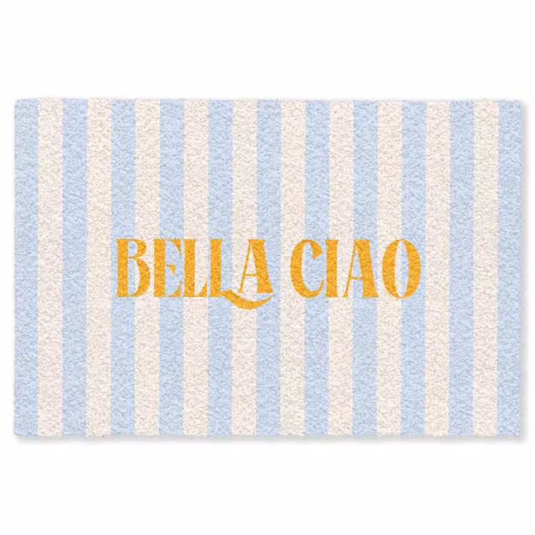 Vloerkleed - Oranje - Blauw - Strepen - Bella ciao — 1