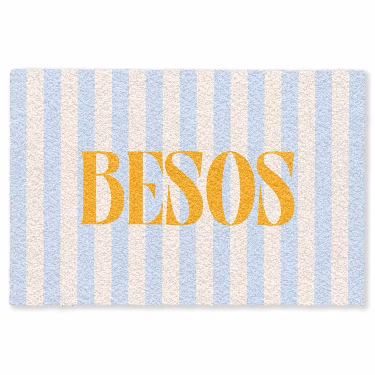 Vloerkleed - Oranje - Blauw - Strepen - Besos — 1