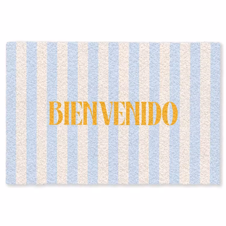 Vloerkleed - Oranje - Blauw - Strepen - Bienvenido — 1