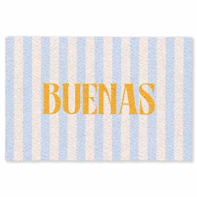 Vloerkleed - Oranje - Blauw - Strepen - Buenas — 1