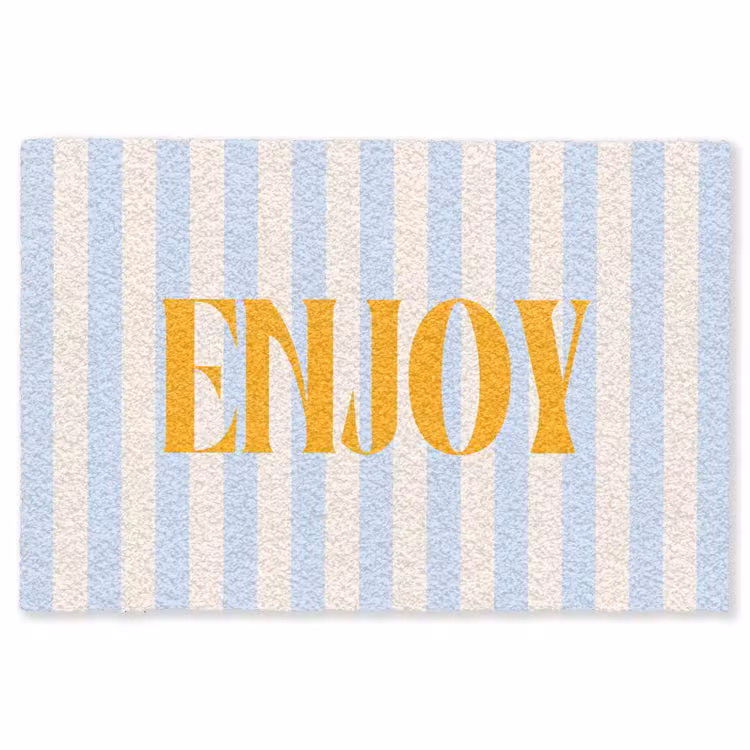Vloerkleed - Oranje - Blauw - Strepen - Enjoy — 1