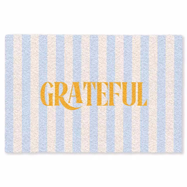 Vloerkleed - Oranje - Blauw - Strepen - Grateful — 1