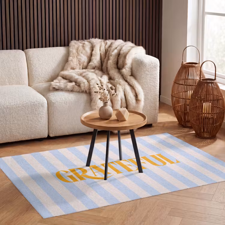 Vloerkleed - Oranje - Blauw - Strepen - Grateful — 3