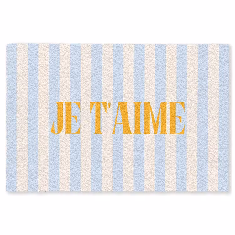 Vloerkleed - Oranje - Blauw - Strepen - Je t'aime — 1
