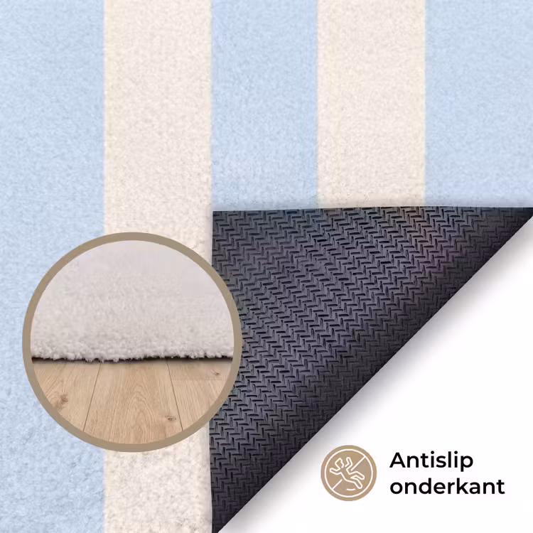 Vloerkleed - Oranje - Blauw - Strepen - Je t'aime — 4