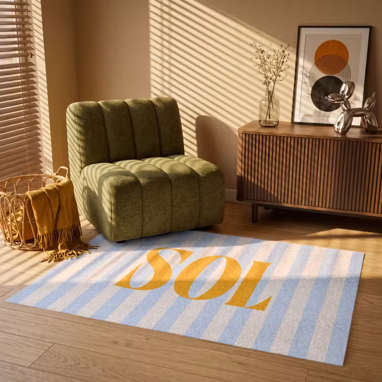 Vloerkleed - Oranje - Blauw - Strepen - Sol — 2