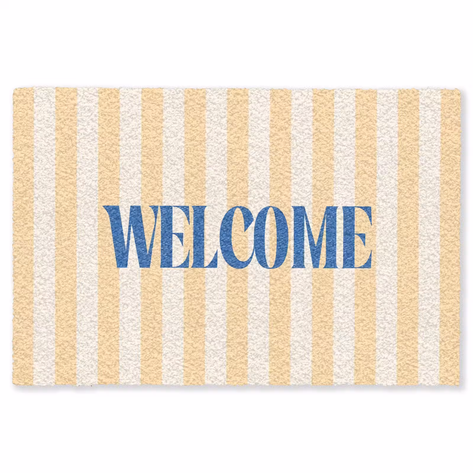 Vloerkleed - Blauw - Geel - Strepen - Welcome — 1