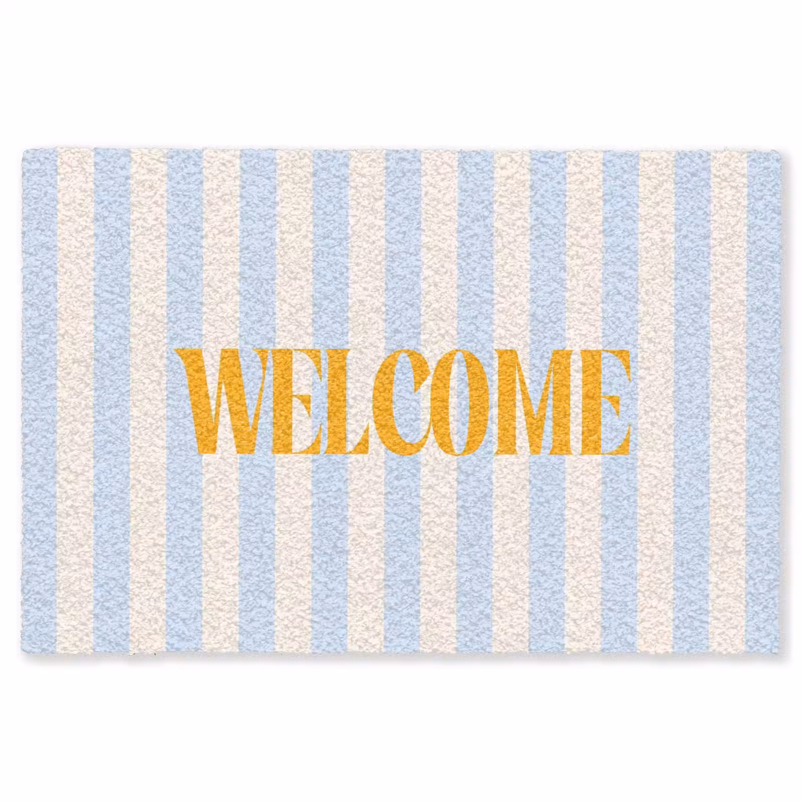 Vloerkleed - Oranje - Blauw - Strepen - Welcome — 1