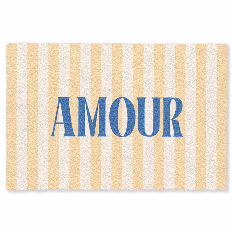 Vloerkleed - Blauw - Geel - Strepen - Amour — 1