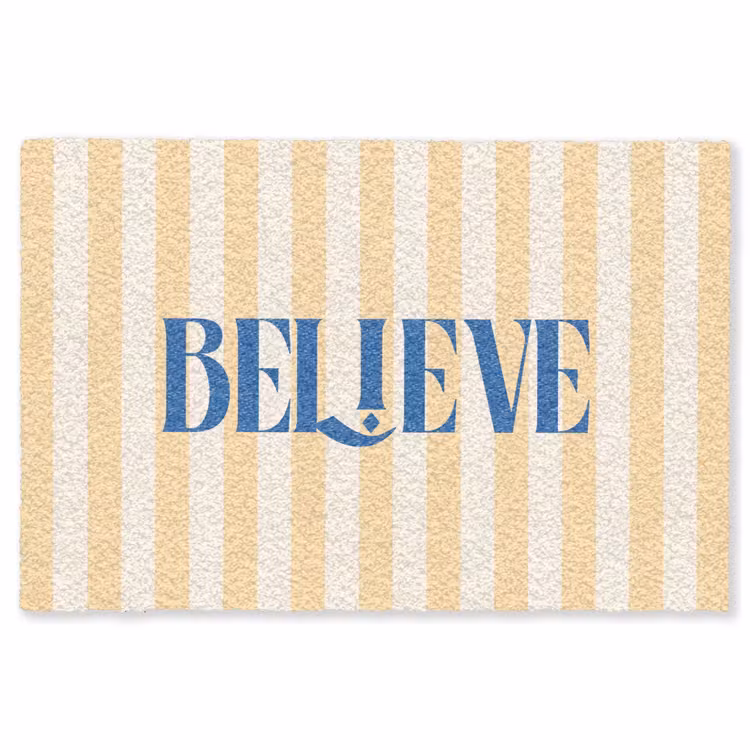 Vloerkleed - Blauw - Geel - Strepen - Believe — 1