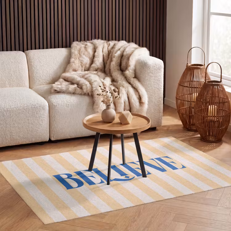 Vloerkleed - Blauw - Geel - Strepen - Believe — 3