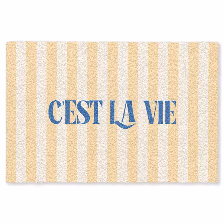 Vloerkleed - Blauw - Geel - Strepen - C'est La Vie — 1
