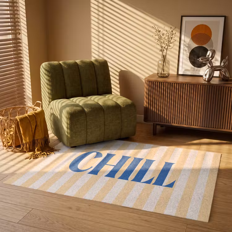 Vloerkleed - Blauw - Geel - Strepen - Chill — 2